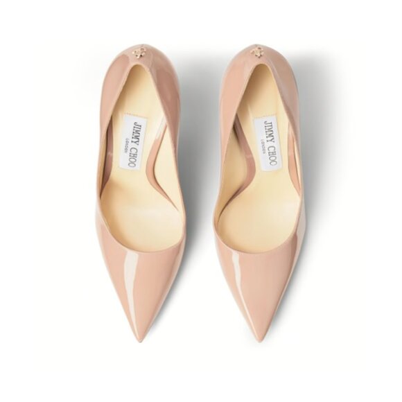 Jimmy Choo LOVE 100 Patent Leather Pointed-Toe Pumps w/JC Emblem - Picture 2 of 4